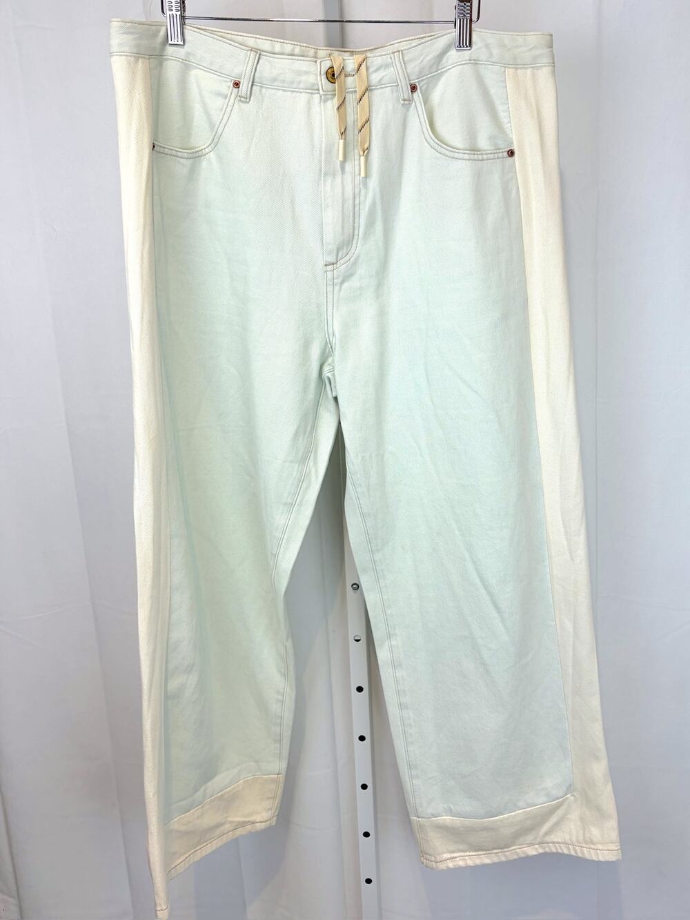 ROUCHA Dias Denim Jeans Wide Leg Zip Fly Bleach Blue White Size D US XL